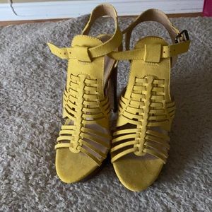 Yellow heeled sandals